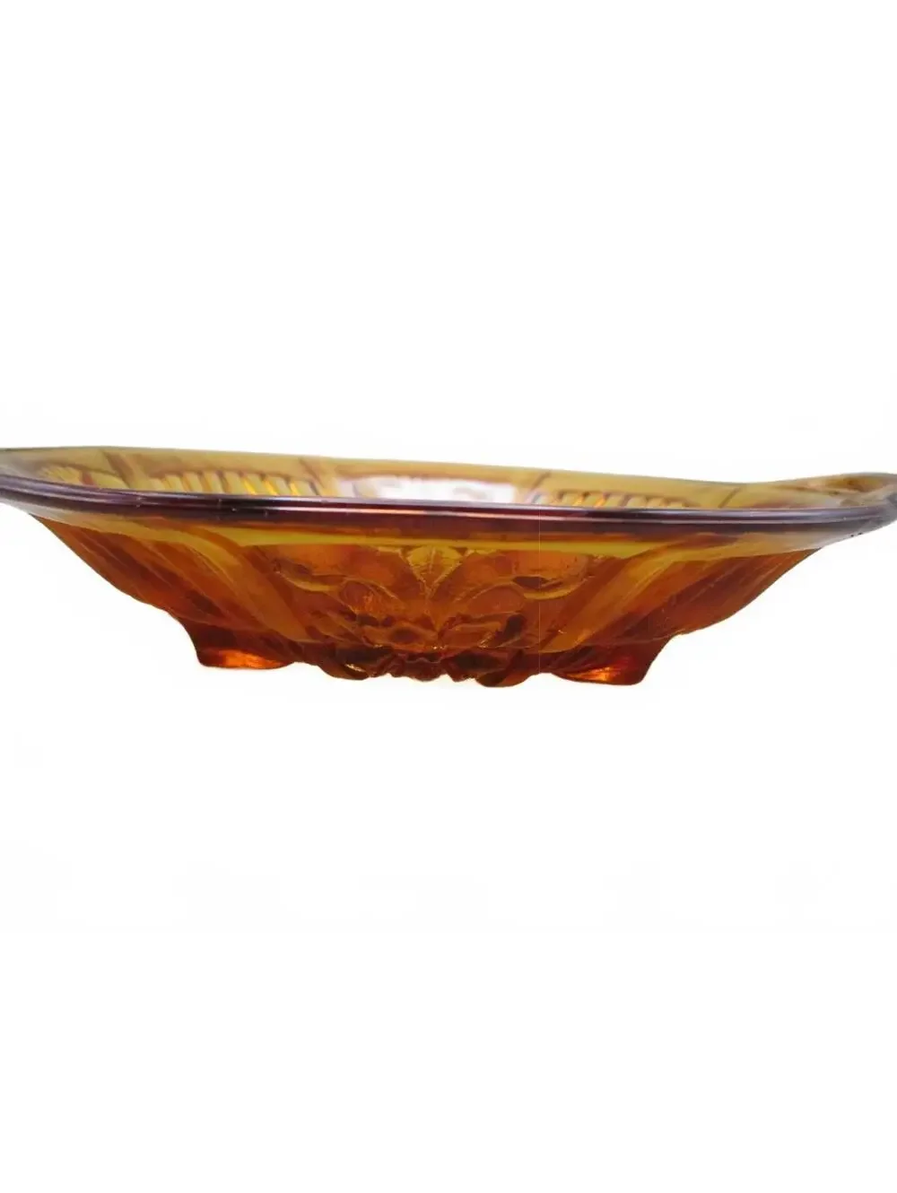 Vintage 1970s Tiara Indiana Glass Amber Divided Relish Dish Handled 8.25